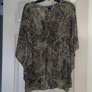 Small INC Green Sheer Poncho-StyleTop